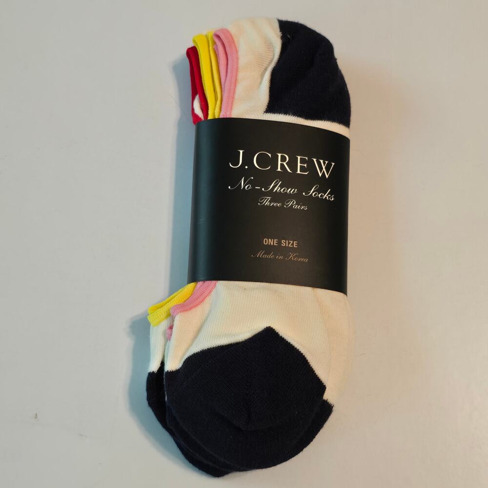 J Crew No Show Socks Womens One Size White Multi Color NWT